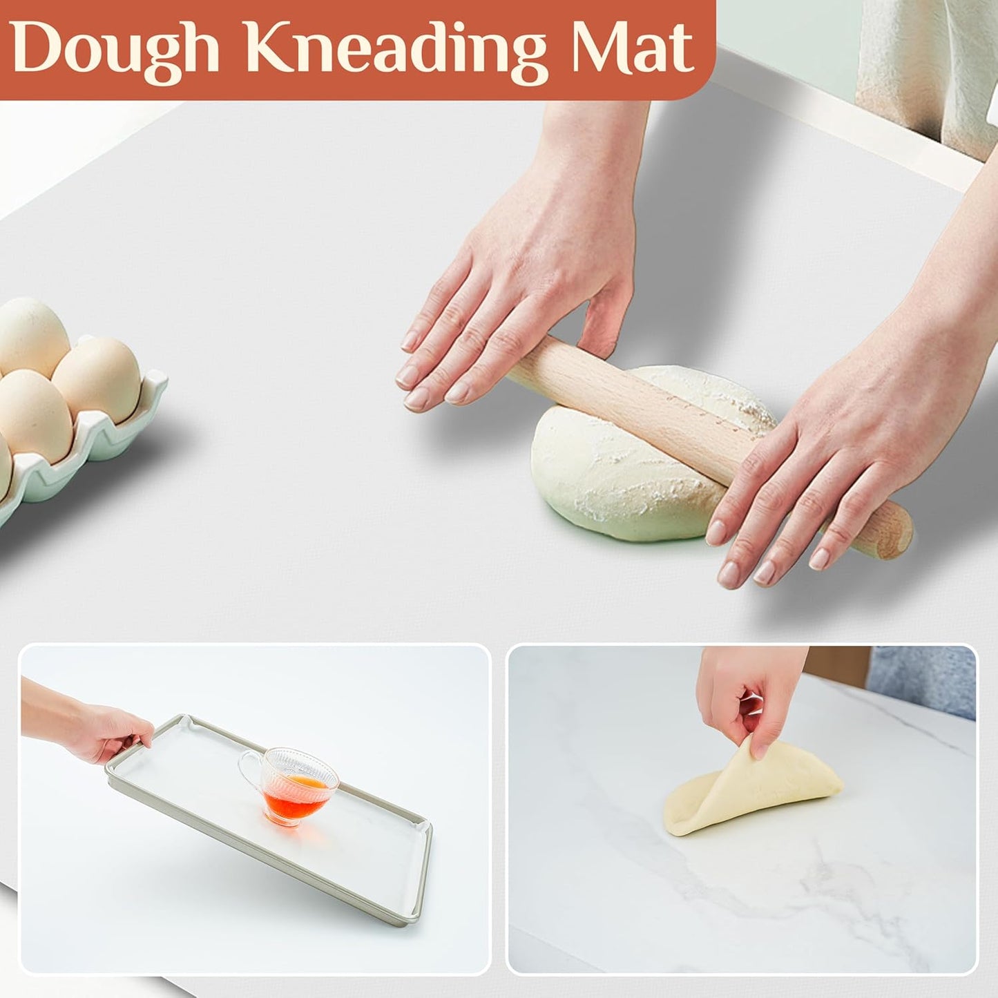 Silicone Baking Mat, 16 IN x 10 FT Free Cutting Baking Sheet,Non-Stick Reusable Dough & Pastry Mat,Non-Slip Silicone Mat Roll for Air Fryer Liner,Freeze Dryer,Oven Baking Pan,Kitchen Counter