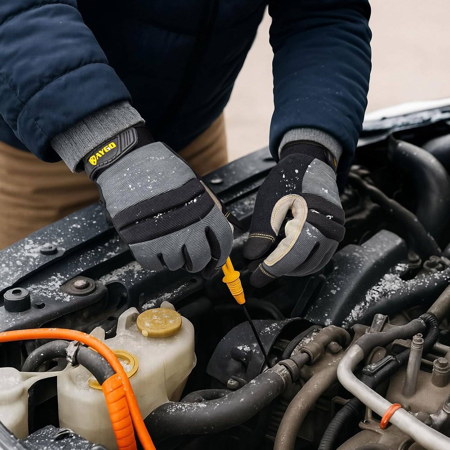 KAYGO Insulated Mechanic Work Gloves,3 Pairs KG127W Winter Thermal Safety Work Gloves for Men and Women, Double Lining,Heavy duty,Improved dexterity,Excellent Grip,Ideal for outdoor jobs,L