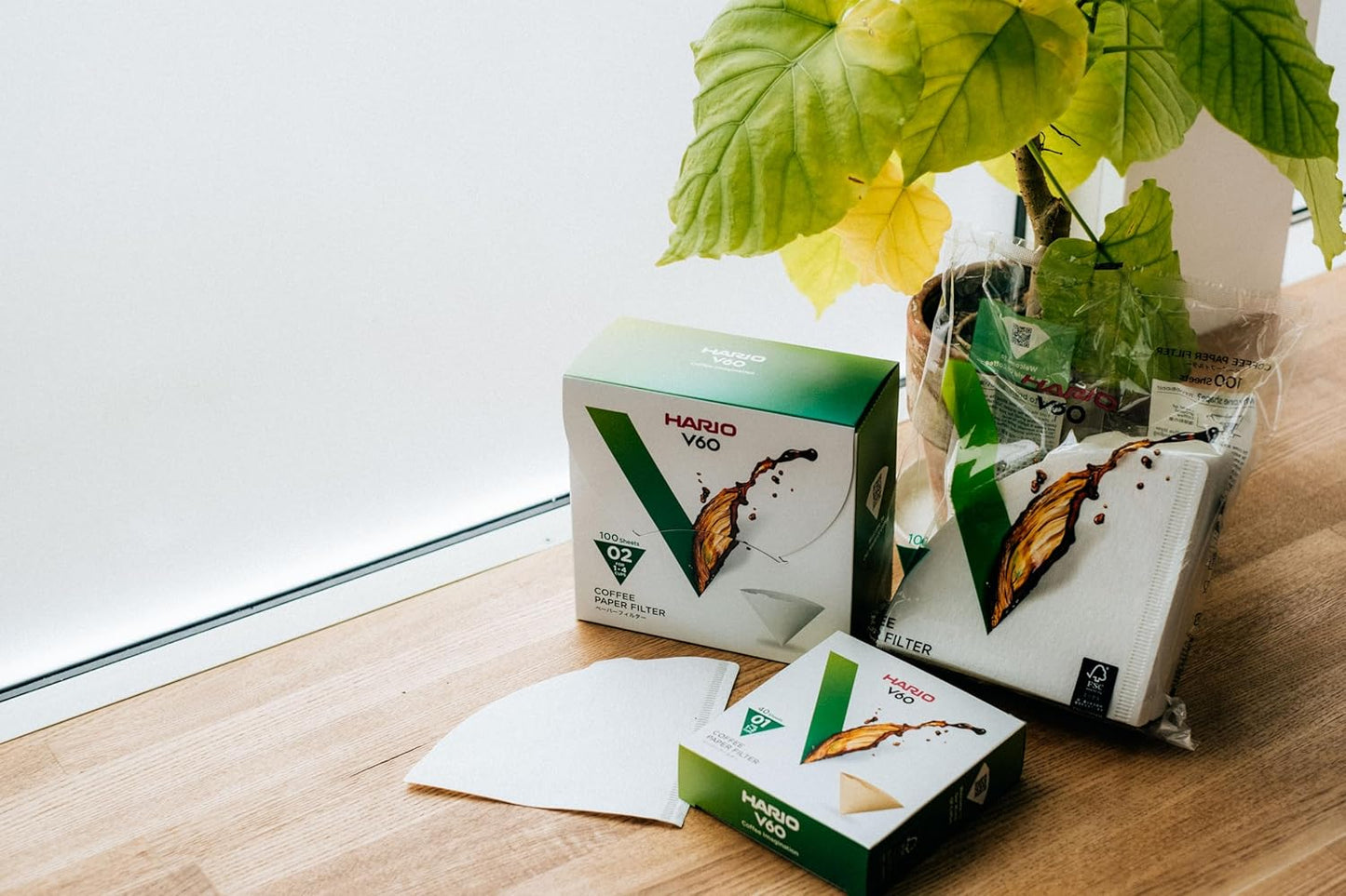 Hario V60 Paper Coffee Filter, Size 02, White, 40ct Box