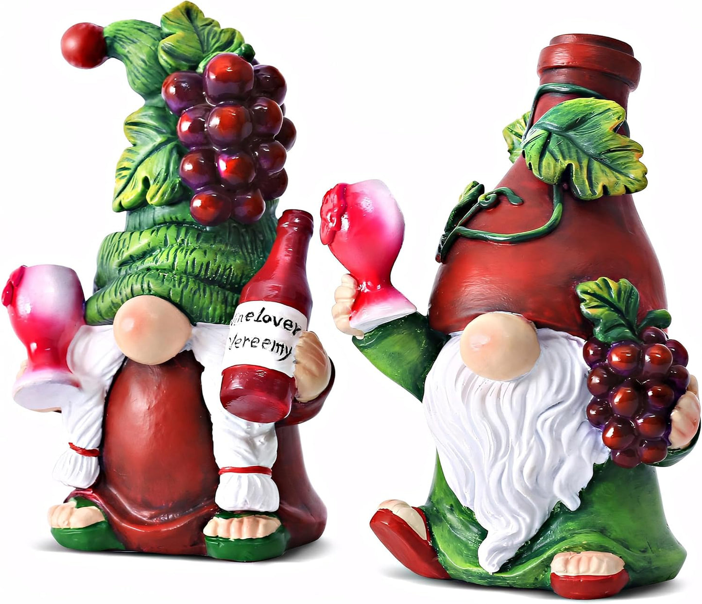 2PCS Wine Gnomes Figurines Home Decor Gnome Gifts for Women Collectible Statue Christmas Decorations for Dining Tables Tiered Pallets Wine Cabinet Living Room