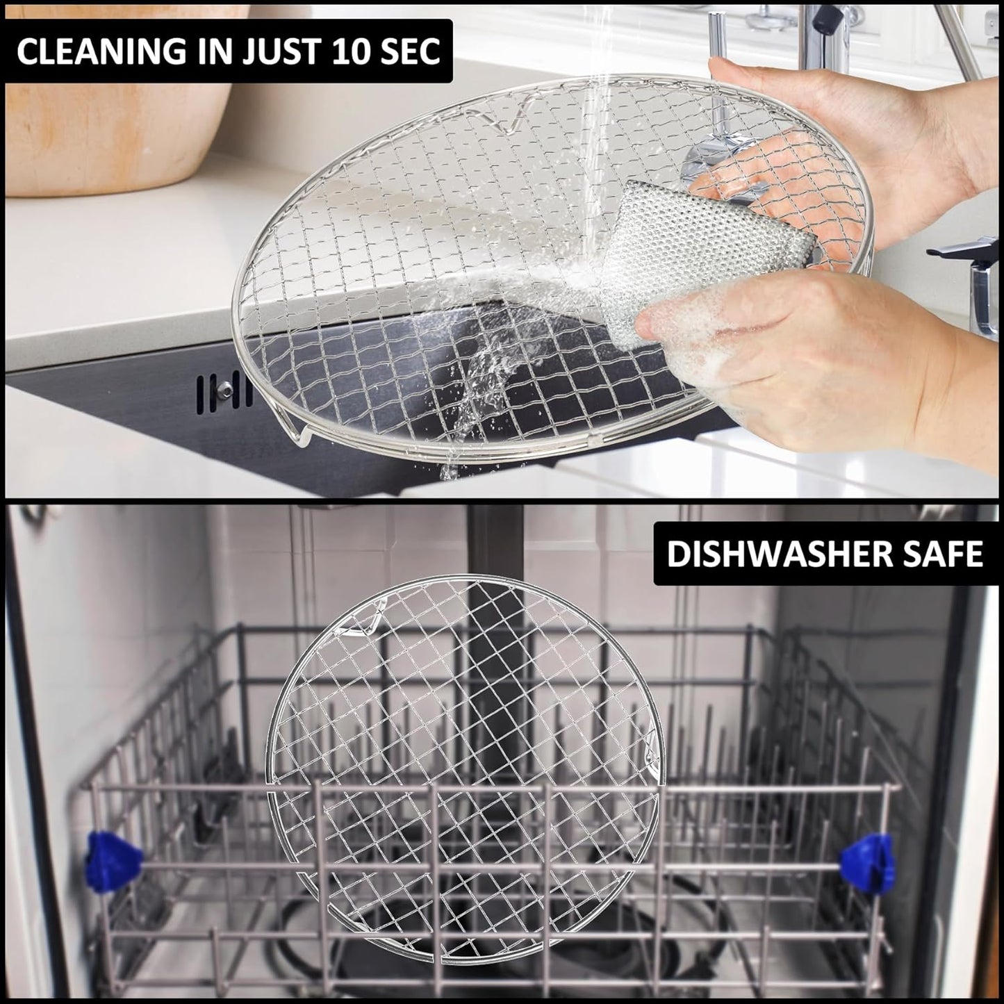 Cooling Racks Set with 2 x Dish Racks, 1 x 12" Basting Cover Dome and 2 x Oil Bottle, Premium 304 Stainless Steel Steamer & Canning Rack for Cooking and Baking