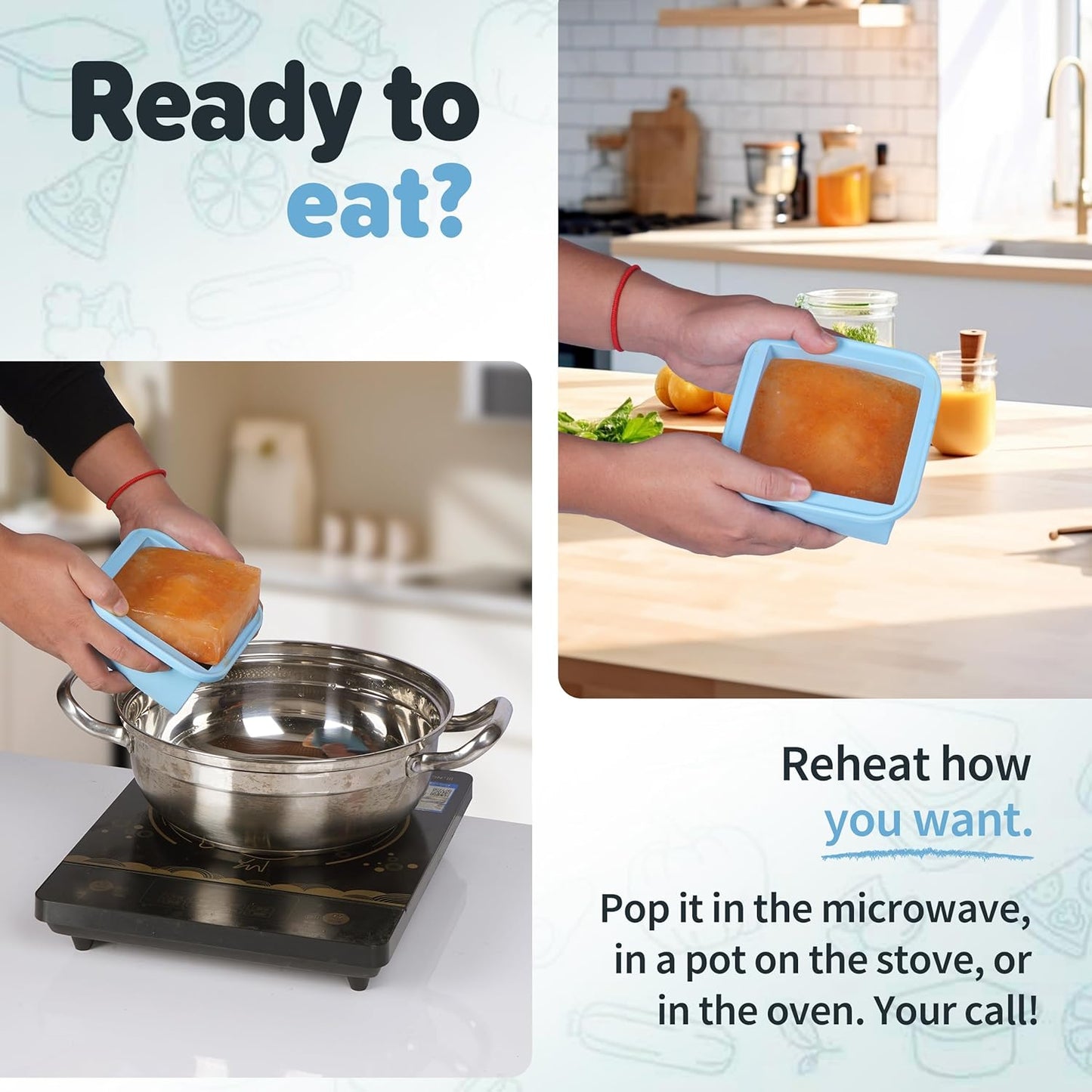 2-Cup Silicone Freezer Trays with Lids – Perfect for Meal Prep, Portion Control, and Easy Freezing-Meal Prep Container Molds for Soup,Leftovers (Aqua, 4 Pack)