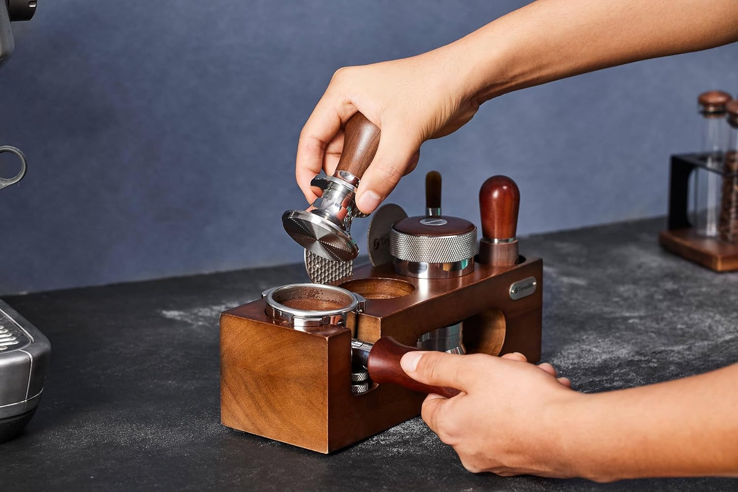 54mm Bottomless Portafilter for Breville Barista Express Pro Touch Bambino Infuser Espresso Accessorie produced with original porta filter as mold Not damage BES500's brewing head