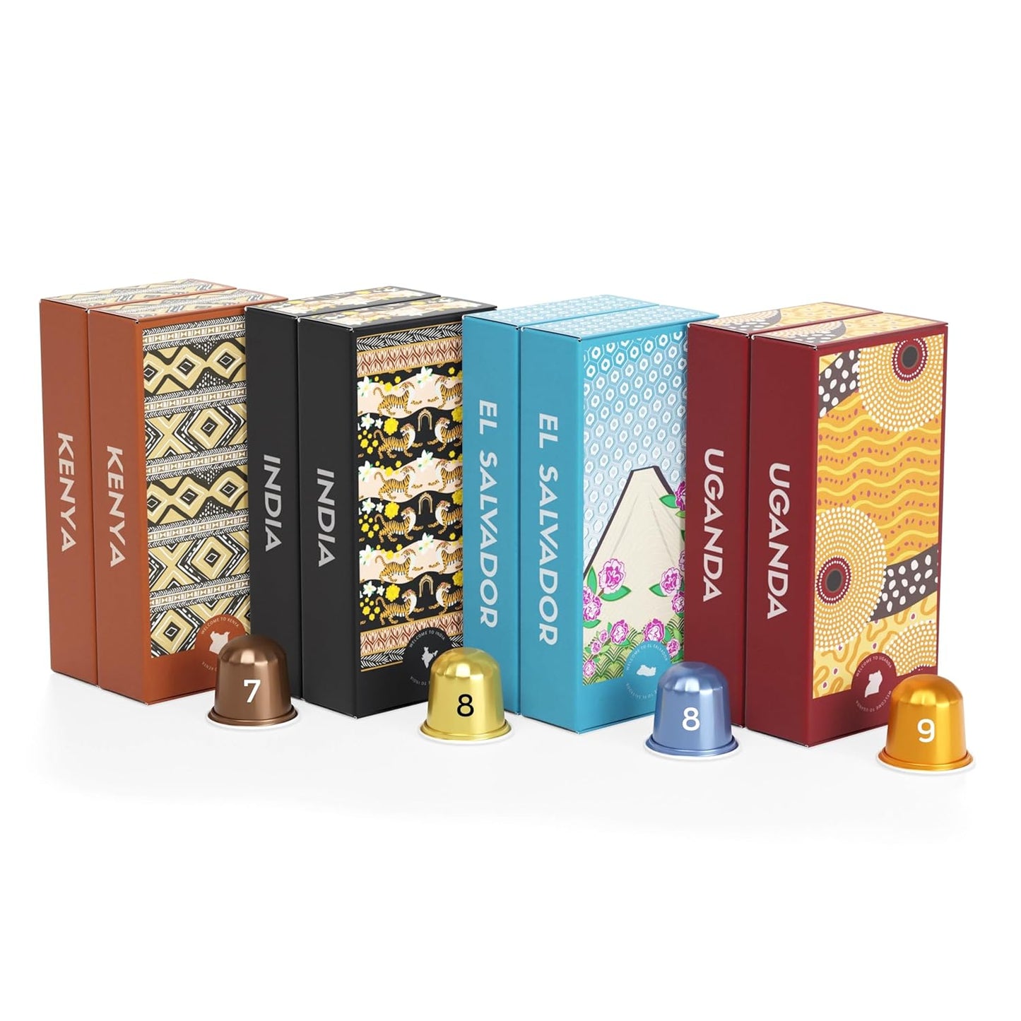 Atlas Coffee Club Espresso Pods Compatible with Nespresso Original– Medium Roast Variety Pack (80 Count)– Aluminum Capsules from Kenya, El Salvador, India & Uganda– Intensity 7–9