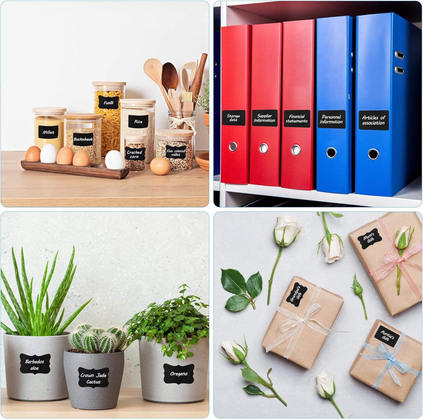 Chalkboard Labels - 300pcs Waterproof Reusable Blackboard Stickers with 2 Free Erasable White Chalk Marker, Mini Decorative Chalk Labels for Jars Containers Kitchen Home Pantry Office