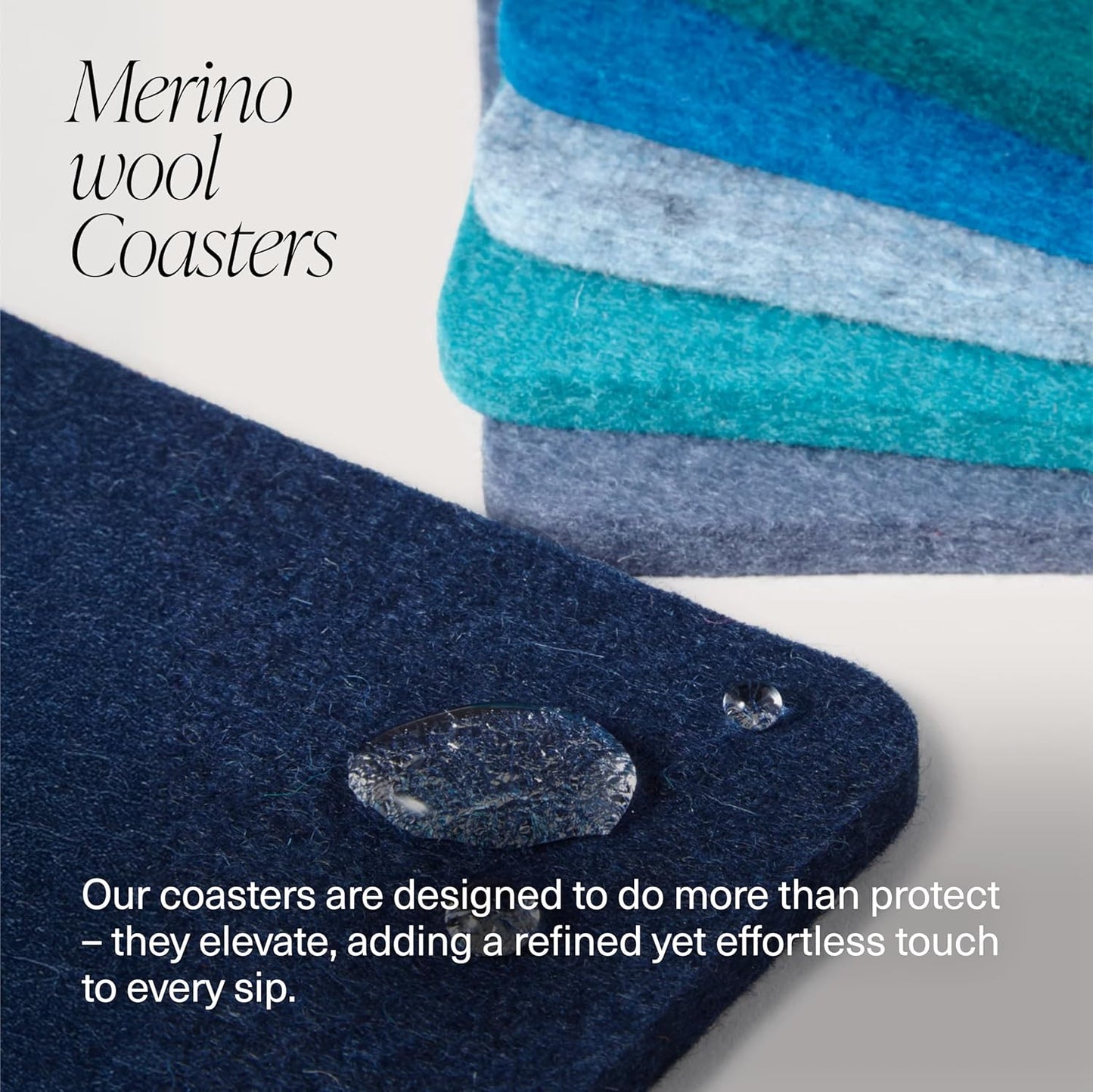 Graf Lantz - Bierfilzl Merino Wool Square Coasters Set of 4 - Happy (4"x4"x5mm) - Absorbs 30% of Weight - Natural German Wool - Heat Resistant, Sustainable, Reusable - Home Decor, Coffee Table Decor