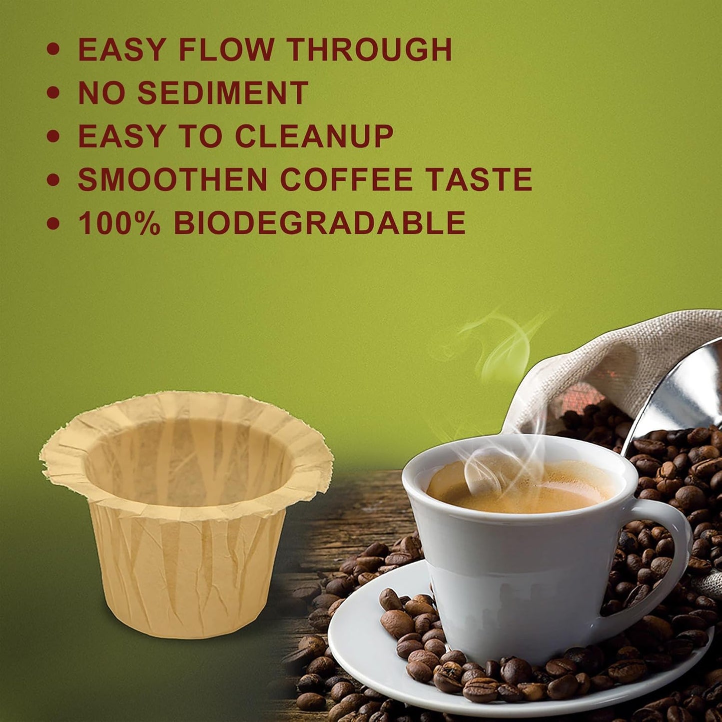 200 Count Natural Disposable Coffee Paper Filters,Coffee Filter Compatible with Keurig Single Serve Coffee Maker