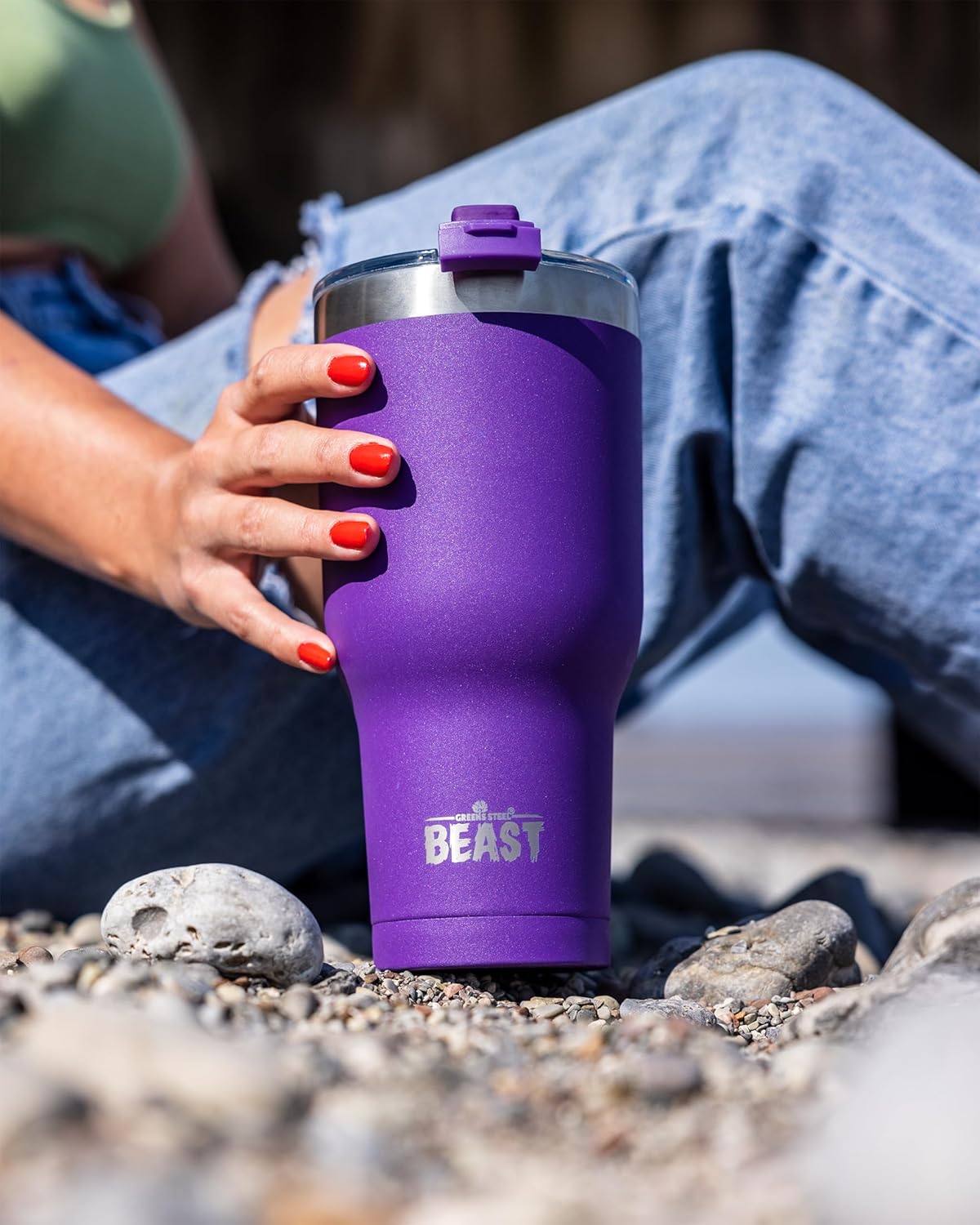 Beast 40 oz Tumbler Stainless Steel Vacuum Insulated Coffee Ice Cup Double Wall Travel Flask (Purple)