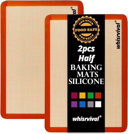 Silicone Baking Mat, Reusable Silicone Baking Sheets for Oven, 2Pcs Half Sheet(16.5"x11.6") Non-Stick (Orange)
