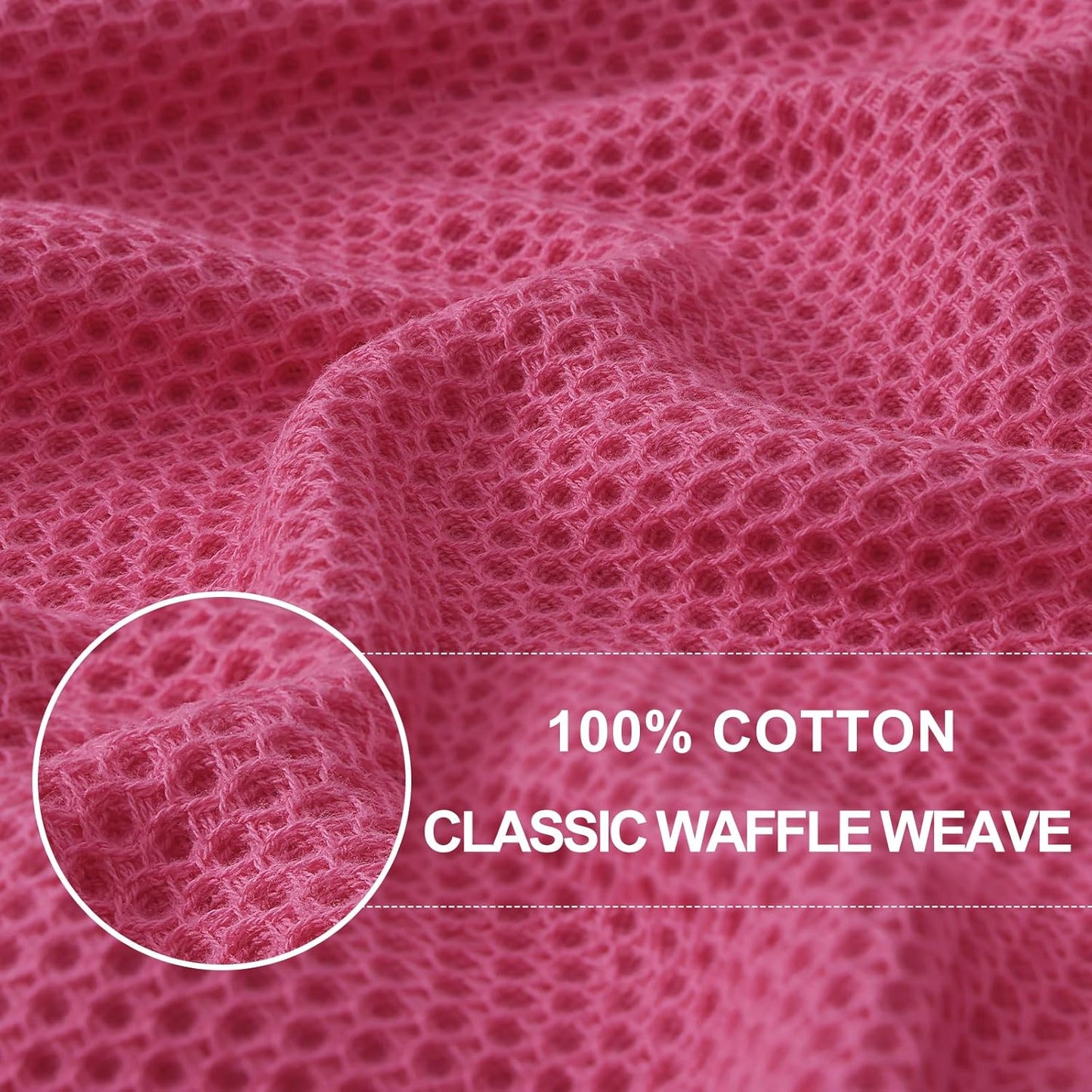 Homaxy 100% Cotton Waffle Weave Kitchen Dish Cloths, Ultra Soft Absorbent Quick Drying Dish Towels, 12 x 12 Inches, 12-Pack, Hot Pink
