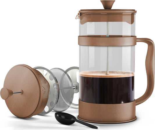 Utopia Kitchen 12 Ounce 0.35 Liter French Press Coffee Maker, Tea Maker, Travel Coffee Presses, Heat Resistant Thickened Borosilicate Coffee Pot for Camping Travel Gifts, Brown Pack of 1