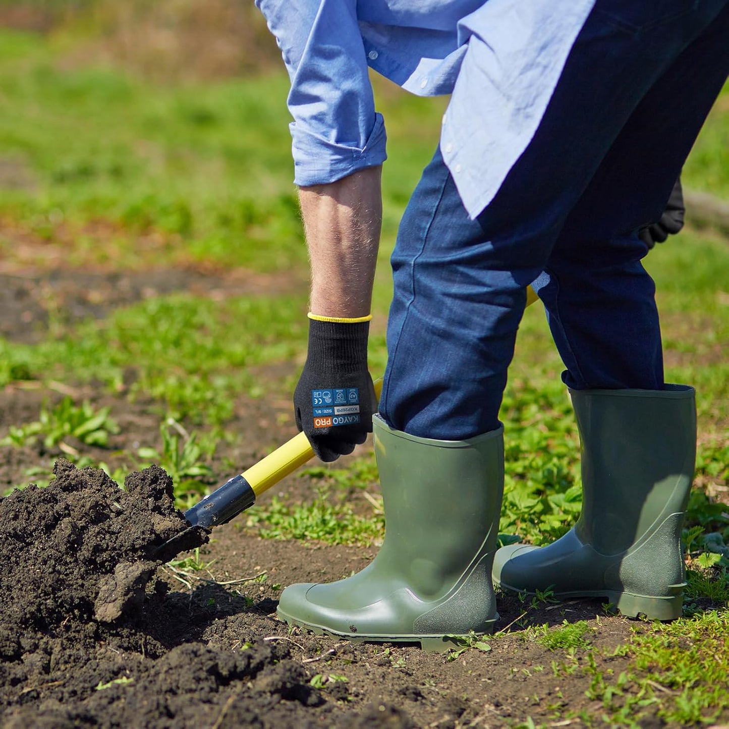 KAYGO Cut Resistant Gloves PU Coated, 12 Pairs Safety Work Gloves with full fingers Touchscreen for Men and Women, ANSI Cut Level A2, Ideal for General Duty Work KG11P, Black,L