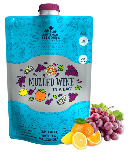 Lt. Blender's Mulled Wine in a Bag - Mulled Wine Mix - Each Bag Makes 1/2 Gallon of Cocktails – Non-GMO Cocktail Mix - No Blender Needed – Add Liquor, Wine or as a Mocktail (Pack of 1)