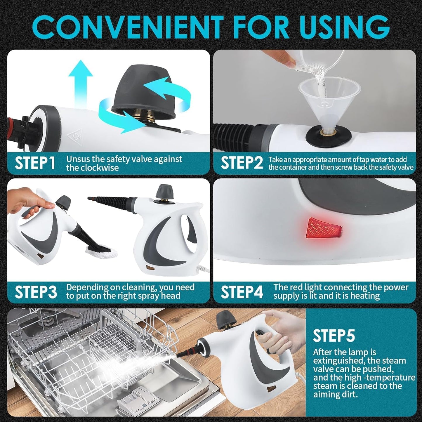 Laytic Steammaster Pro, Laytic Handheld Steam Cleaner, 10 In 1 Handheld Pressure Multi Purpose Cleaner Home Use (Gray)