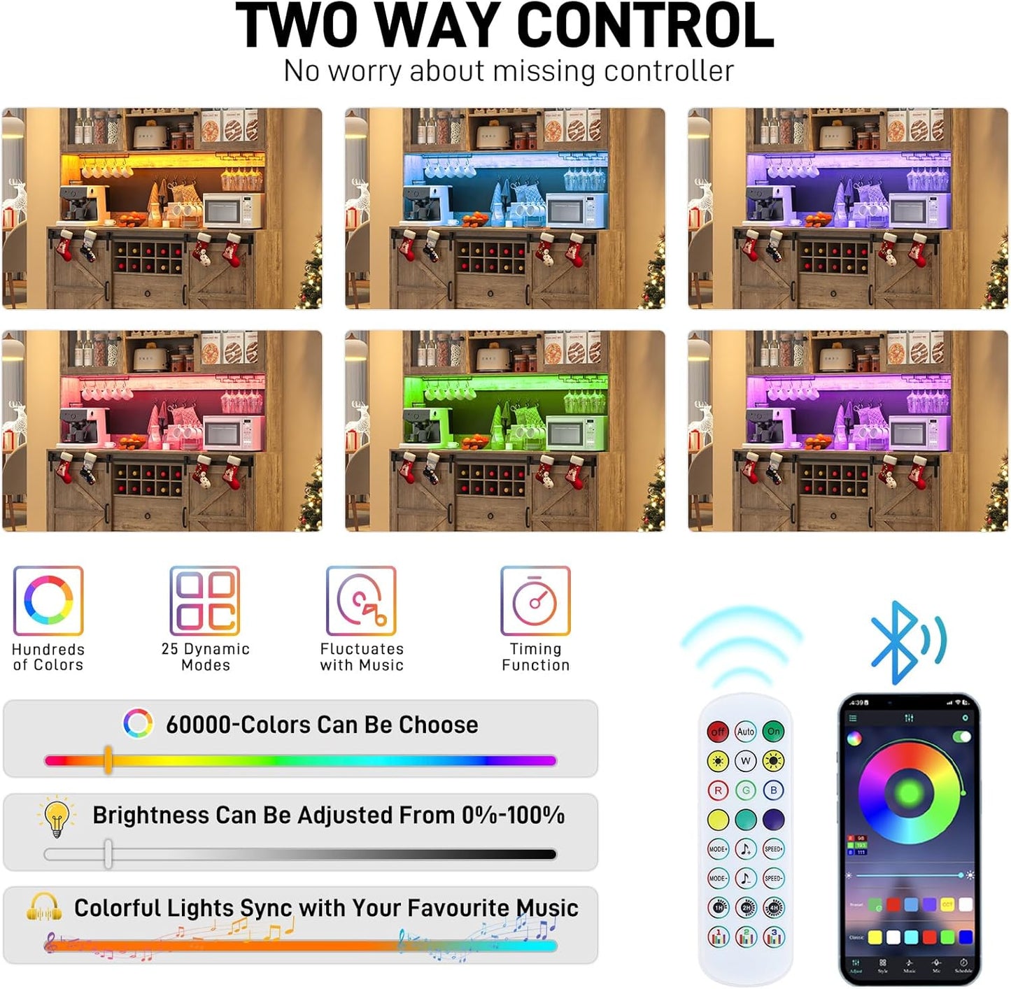 74" Tall 63" Wide Larg Bar Cabinet w/ Outlet,6000-color LED Light,Pegboard,Farmhouse Hutch Bar Cabinet w/Barn Door,2 Big Drawers,Adjustable Shelves,10 Wine & Glasses Rack,5 Hook for Kitchen,OAK