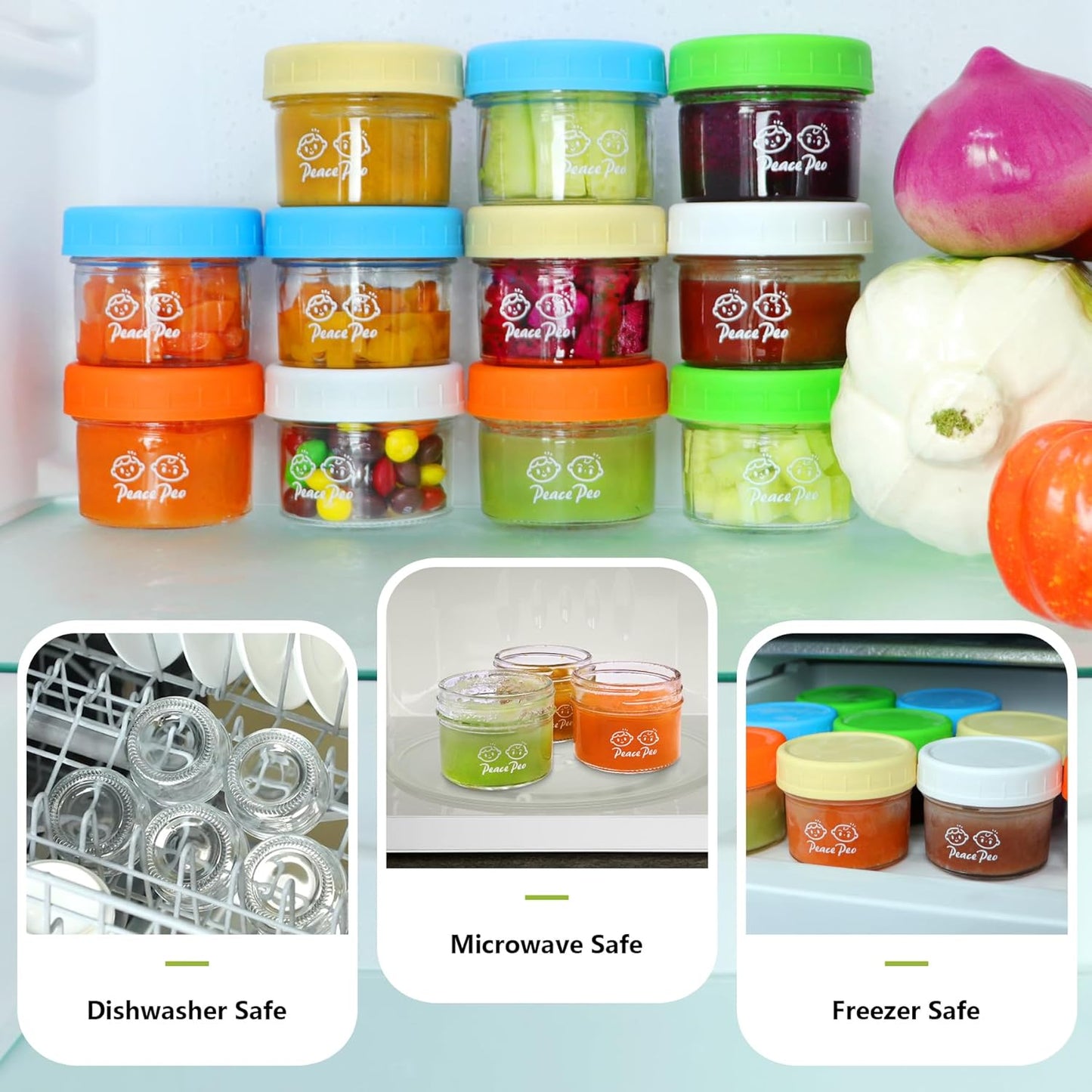 40 Pcs Glass Food Containers 4 OZ, Leak-Proof Reusable Storage Jars with Lids, Dishwasher Safe for Infant & Baby Food