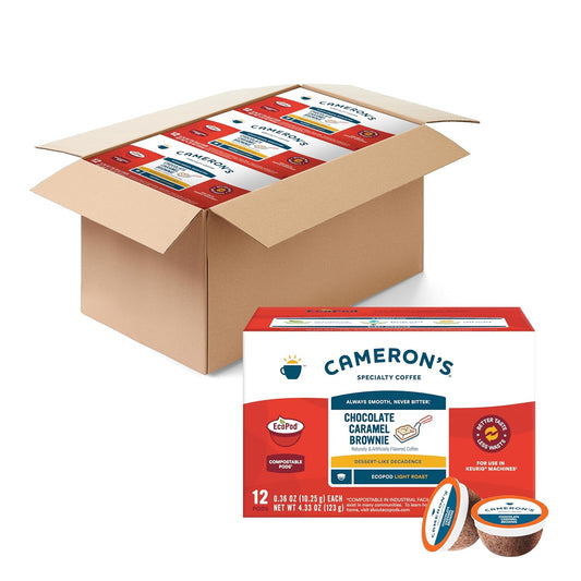 Cameron's Coffee Single Serve Pods, Flavored, Chocolate Caramel Brownie, 12 Count (Pack of 6)