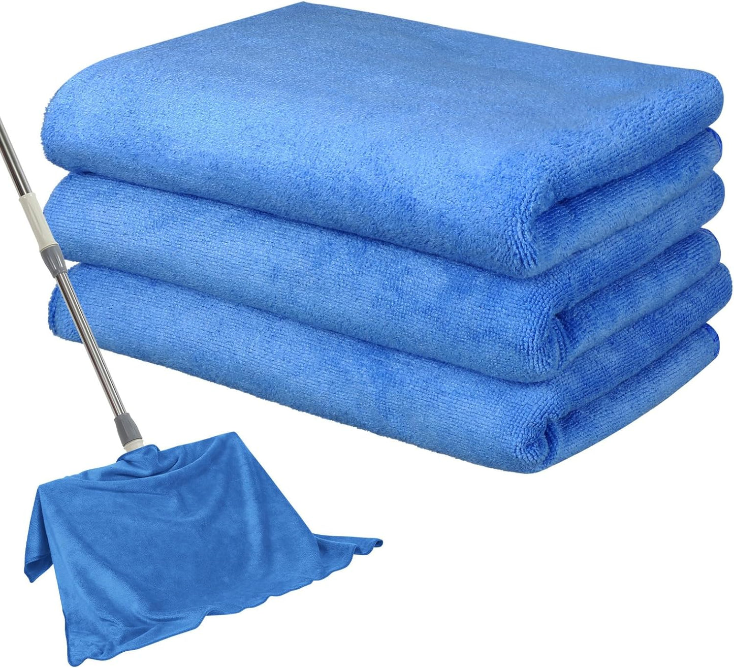 Newwiee 3 Pcs Extra Large Microfiber Cleaning Cloth 30" x 20" Washable Reusable Microfiber Towel Streak Free Lint Free Cloth for Cleaning Home Glass Office Window Bathrooms (Blue)