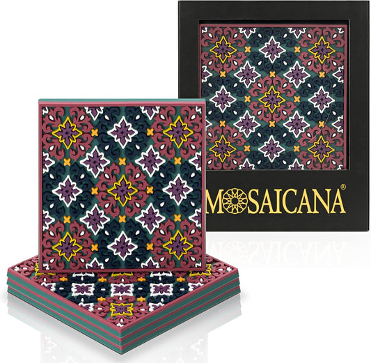 Sirius Silicone Coasters Set of 4, Protect Against Water Marks or Damage - Fits All Cups, 3.5" Inch Size, Colored