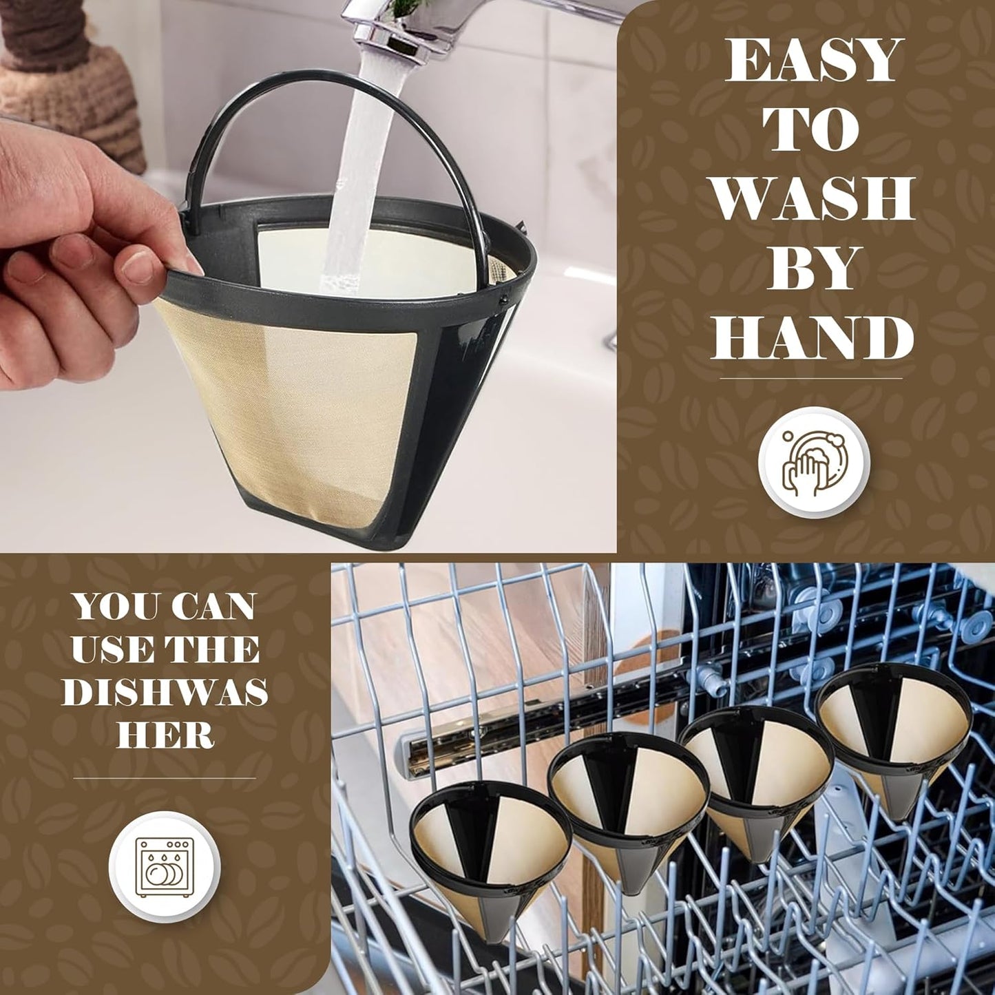 Reusable Filter for Cuisinart Coffee Tone Basket GTF 10 12 14 Cup - Eco Friendly Coffee Filters Reusable - No.4 Cone Style Replacement Permanent Coffee Filter for Cuisinart Machines and Brewers