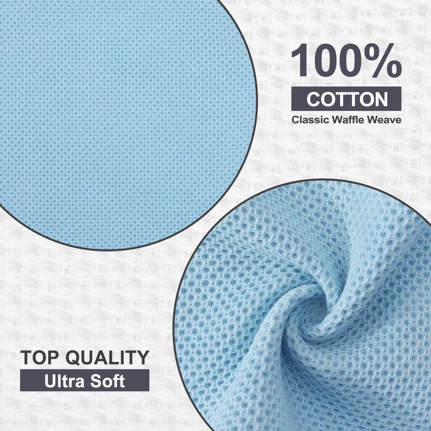 Kitinjoy 100% Cotton Kitchen Dish Cloths (12 X 12 Inches, Sky Blue),12 Pack Waffle Weave Ultra Soft Absorbent Dish Towels for Drying Dishes Quick Drying Kitchen Towels Dish Rags