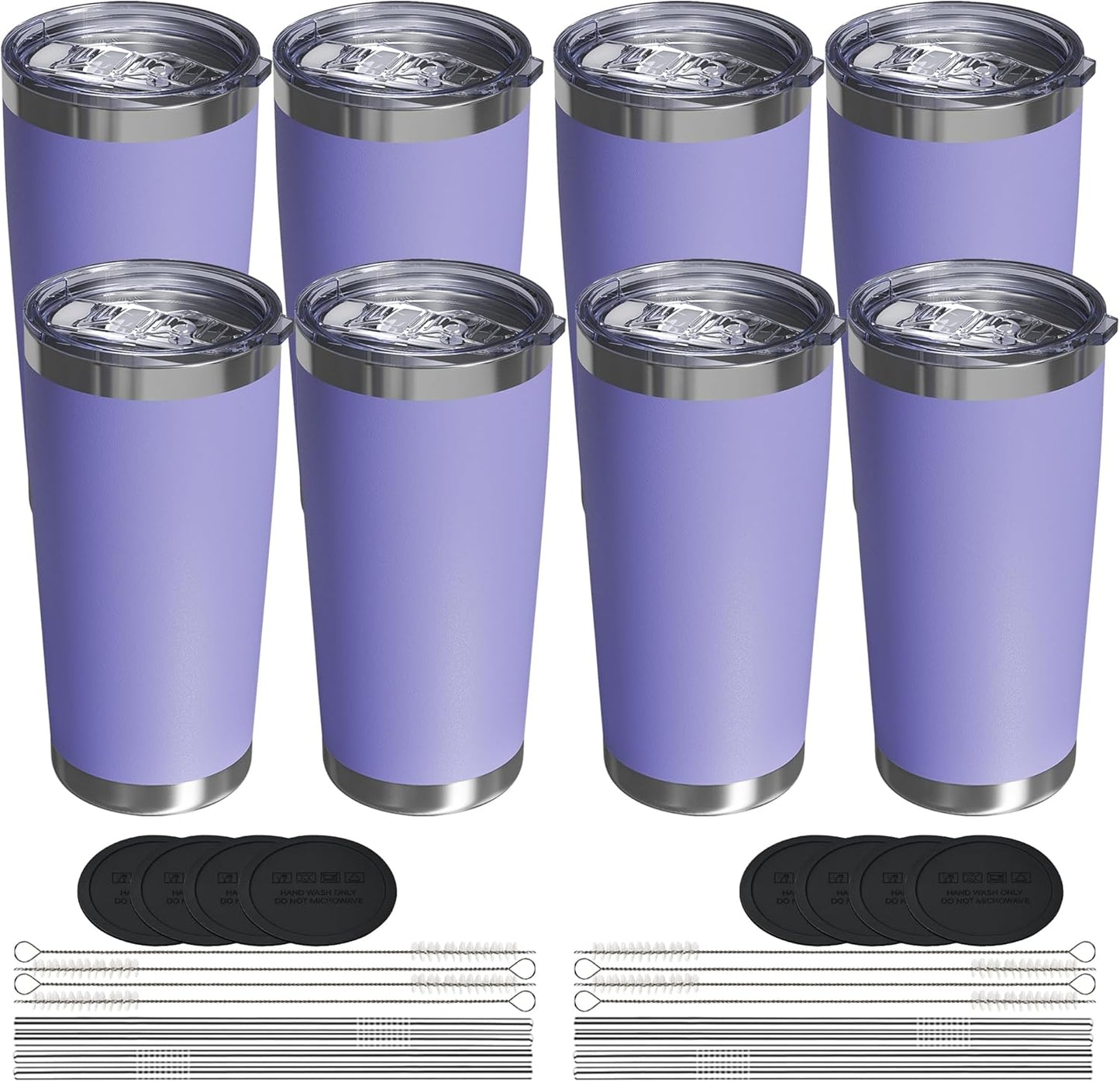 Travel Coffee Tumbler 20oz, 8 Pack Leakproof Travel Coffee Mug with Lid and Straw, Stainless Steel Double Wall Vacuum Insulated Tumbler for Hot/Iced Drinks (Textured Matte, Periwinkle)