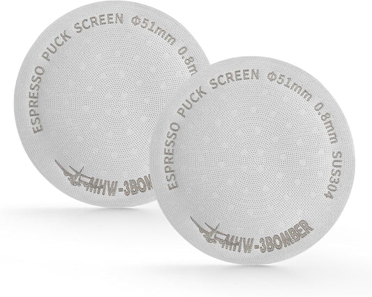 MHW-3BOMBER 51mm Espresso Puck Screen 2 Packs Metal Coffee Filter Reusable Espresso Filters for 51mm Portafilter Basket 0.8mm Thickness FG7008S-OS
