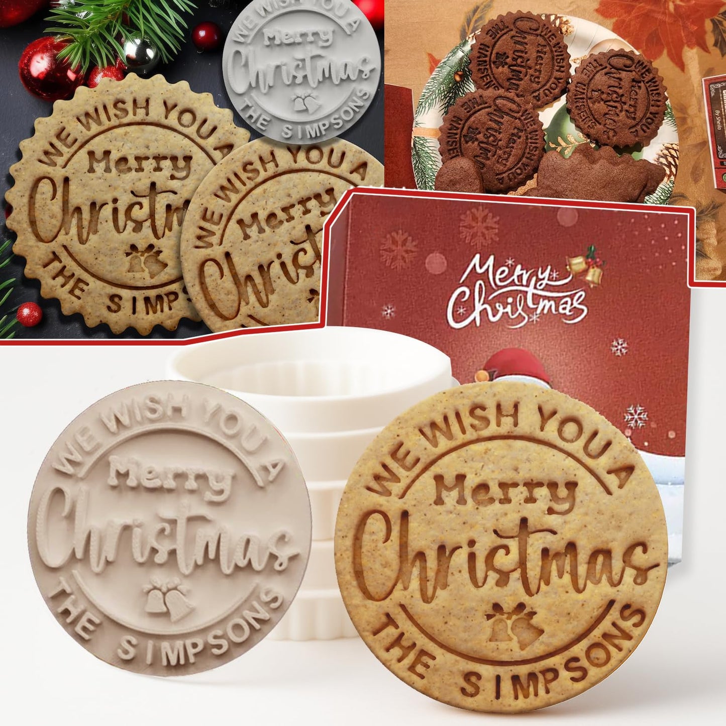 Personalized Christmas Cookie Stamps Customizable Name Cookie Stamps With Handle Cutter For Cookie Baking Decorating Cakes And Handmade Christmas Gifts Perfect (Concave cookie design)