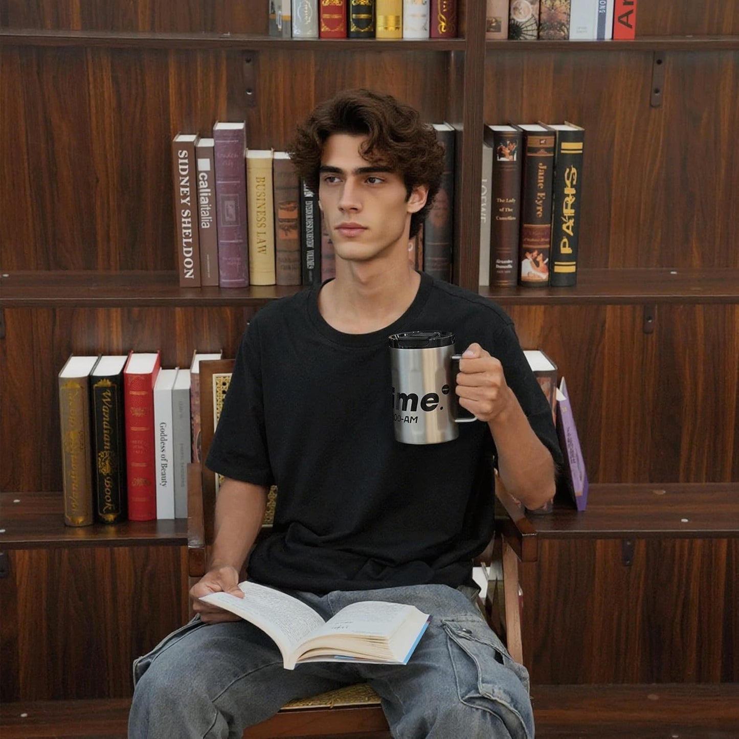 Sidagar+ 18 OZ z Stainless Steel Insulated Coffee Mug with Handle and Lid, Double Wall Vacuum Travel Mug, Tumbler Cup with Sliding Lid, Resuable Insulated Coffee Tumbler, Silver