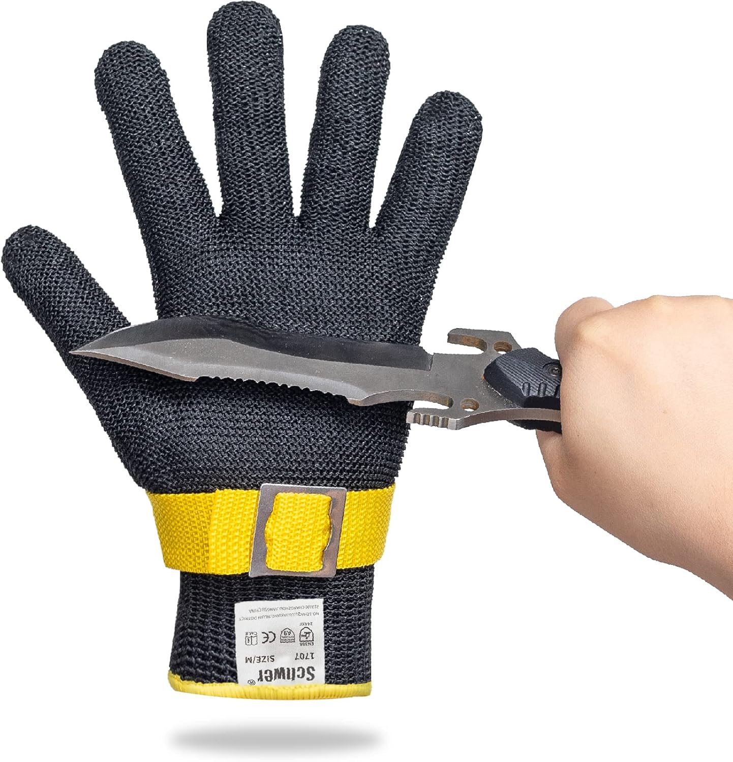 Schwer ANSI A9 Cut Resistant Glove, Food Grade Stainless Steel Wire Mesh, Knife Cutting Gloves, Butcher Meat, S(Pack of 1)