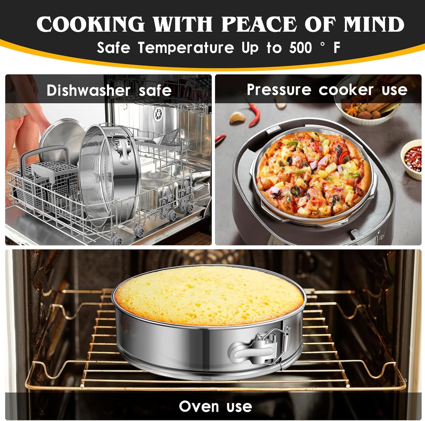 Dualshine 9 Inch Springform Cake Pan, Stainless Steel Cheesecake Pan, Round Nonstick Springform Pan with Removable Bottom, Cake Pan for Baking Cake Shop