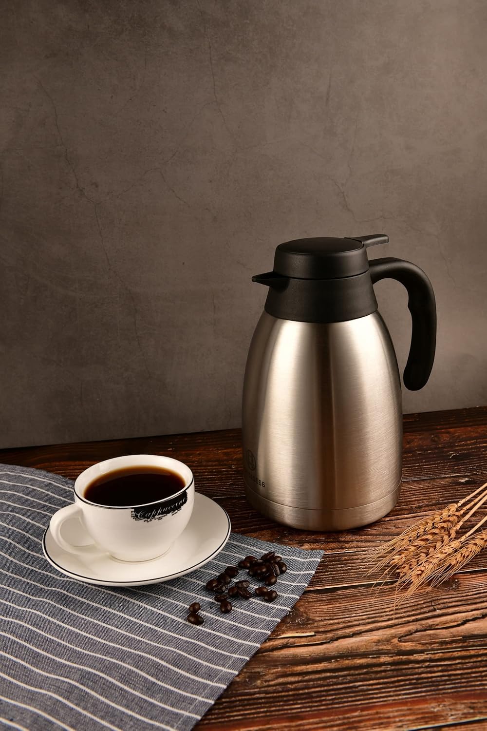 Heritage66 Stainless Steel Thermal Coffee Carafe Triple Layer Thermal Vacuum insulated 12 hours heat Retention/24 hours cold Retention/ 1 Liter Tea, Water, and Coffee Dispenser