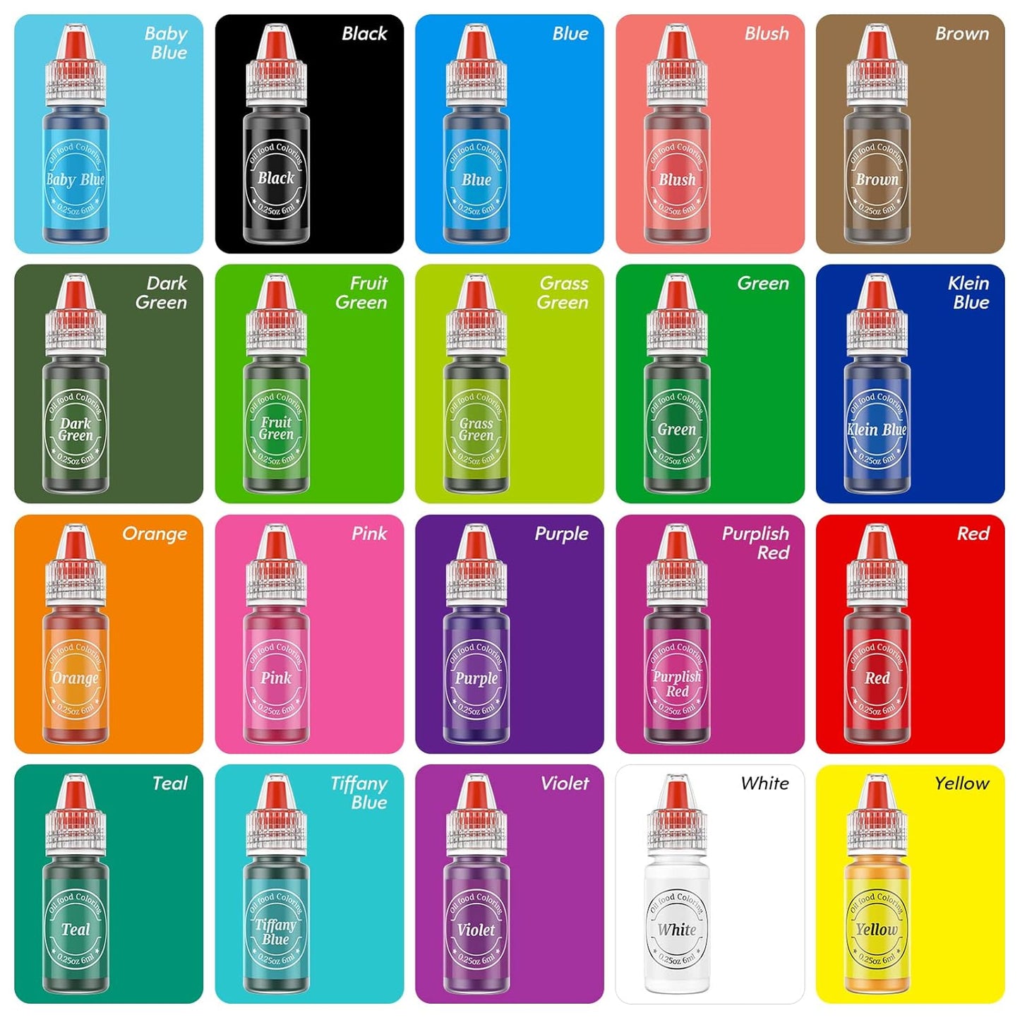 Oil Based Food Coloring for Chocolate, 20 Colors Food Coloring Set for Cake Decorating - Nomeca Food Grade Edible Food Dye for Baking,Candy Melts Cookies Fondant - .25 Fl. Oz Bottles