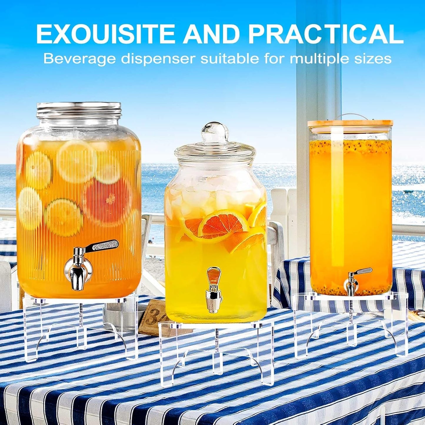 Acrylic Beverage Dispenser Stand Only, Fit Max 8.7 Inch Glass Drink Dispenser and Water Jug Holder, Plant Stand, Cake Display Stand for Parties and Catering Events