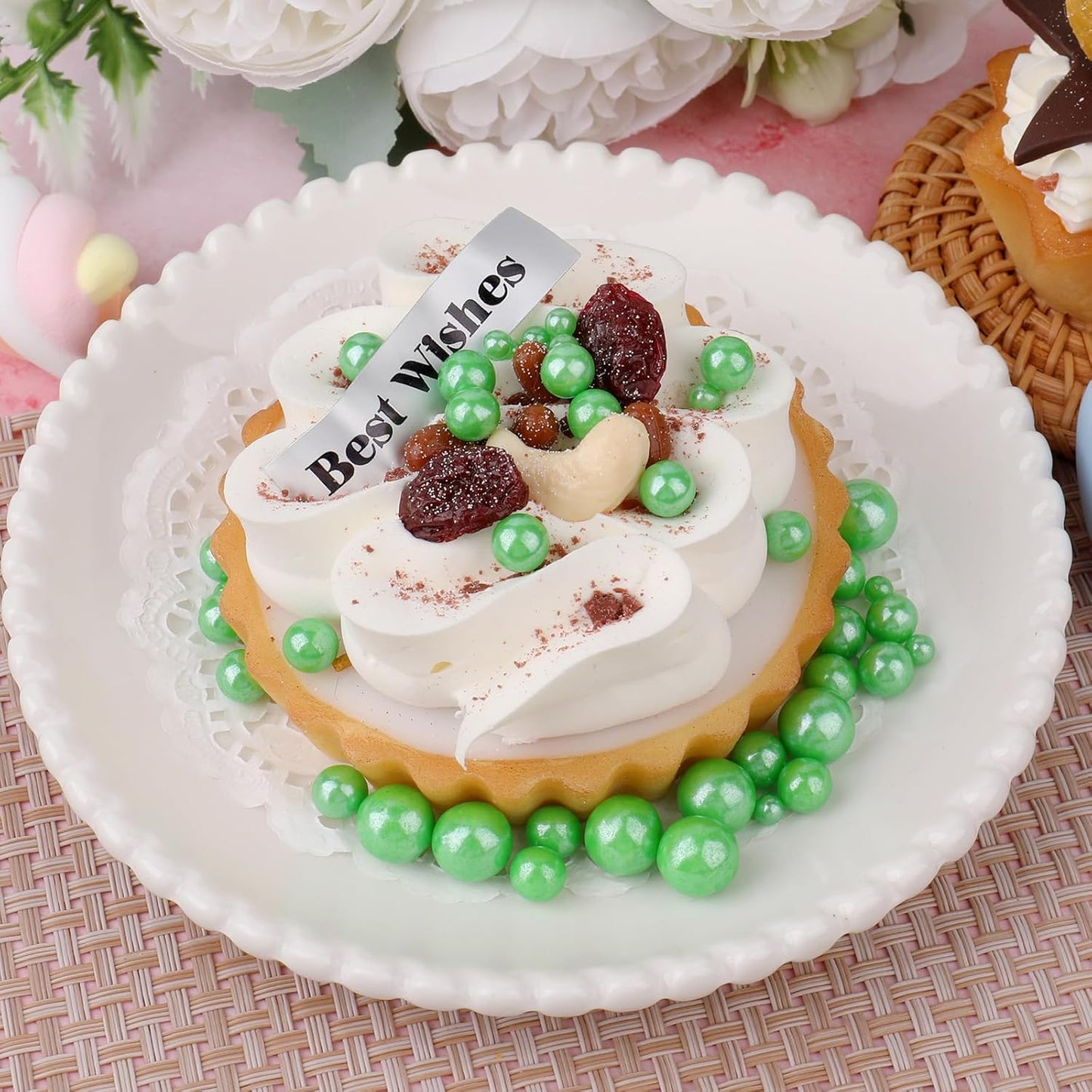 Green Sprinkles for Cake Decorating, 6 Sizes Mix Edible Pearl Sugar for Cupcake Cookie Ice Cream Topping, Wedding Parties Christmas Supplies 4.6 oz