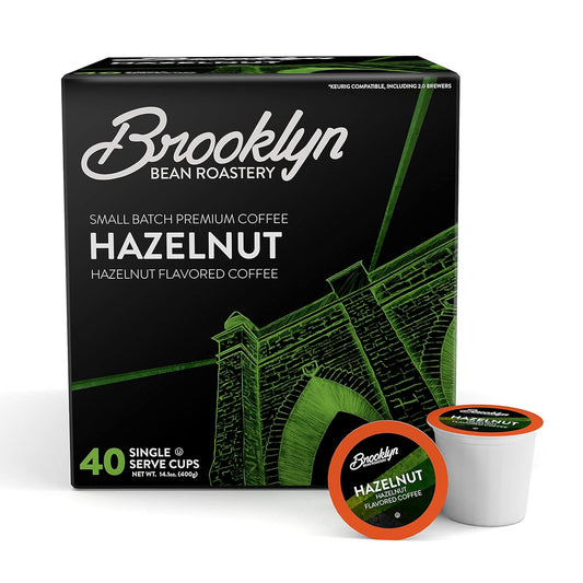Brooklyn Beans Hazelnut Gourmet Coffee Pods, Compatible with 2.0 Keurig K Cup Brewers, 40 Count (BB HA40)