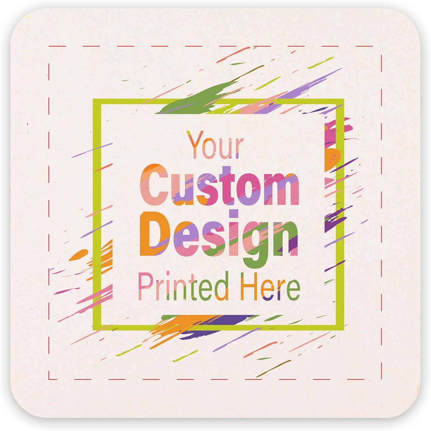 B.E. Green Custom Coasters - Pulpboard Personalized Coasters for Drinks - Full Color Print - Reusable & Absorbent - Beverage Coaster - Promotional Events & Celebrations - Pack of 50 - Square, 4"x 4"