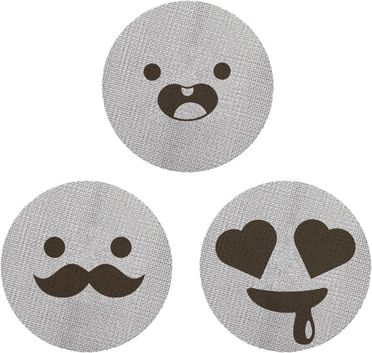 51mm Espresso Puck Screen 3-Pack, Lower Shower Screen, Metal Coffee Reusable Filter for Espresso Portafilter Basket, 1.7 Thickness(Cute Face)