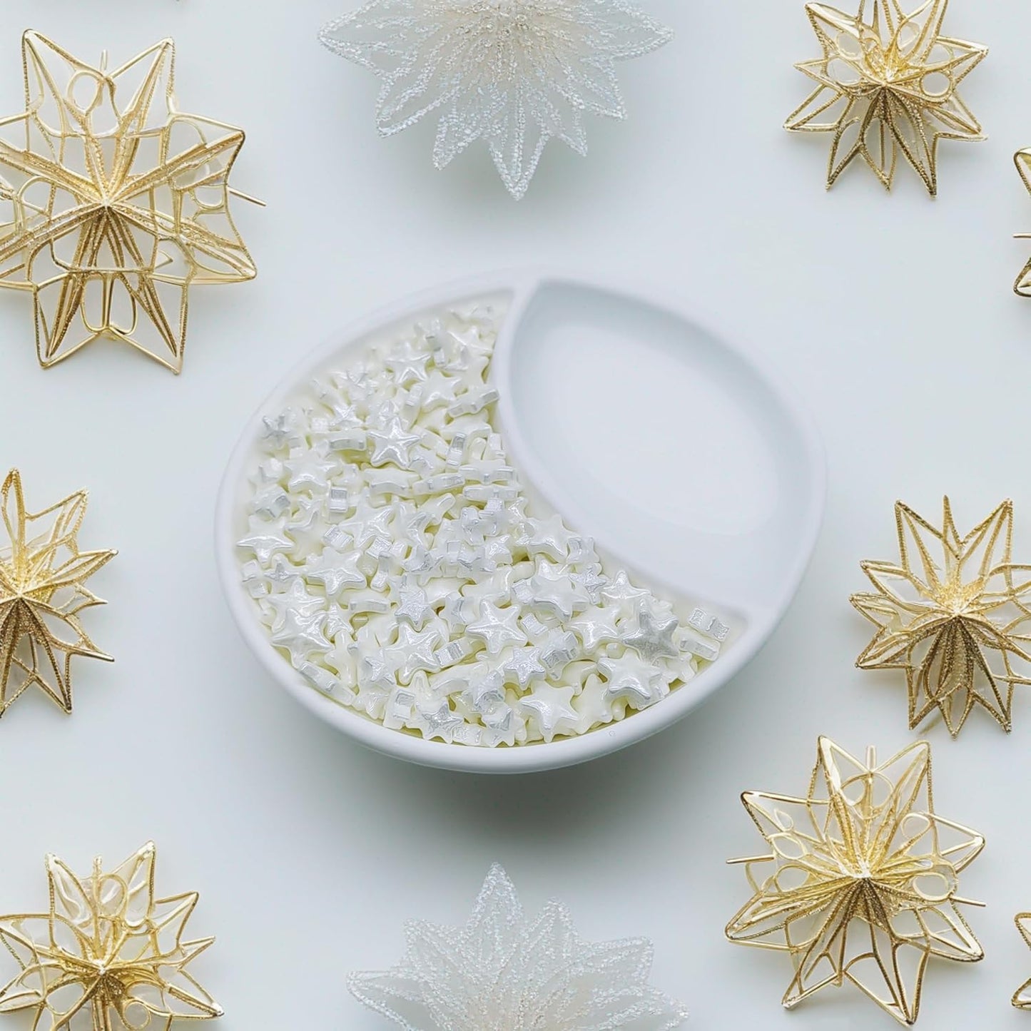 Mixed Size White Stars Sprinkles Edible Stars Cake Decorating Stars Cake Decorations Cupcake Toppers Cookie Decorating Perfect for Cakes,Cupcakes,Desserts Toppings 3OZ