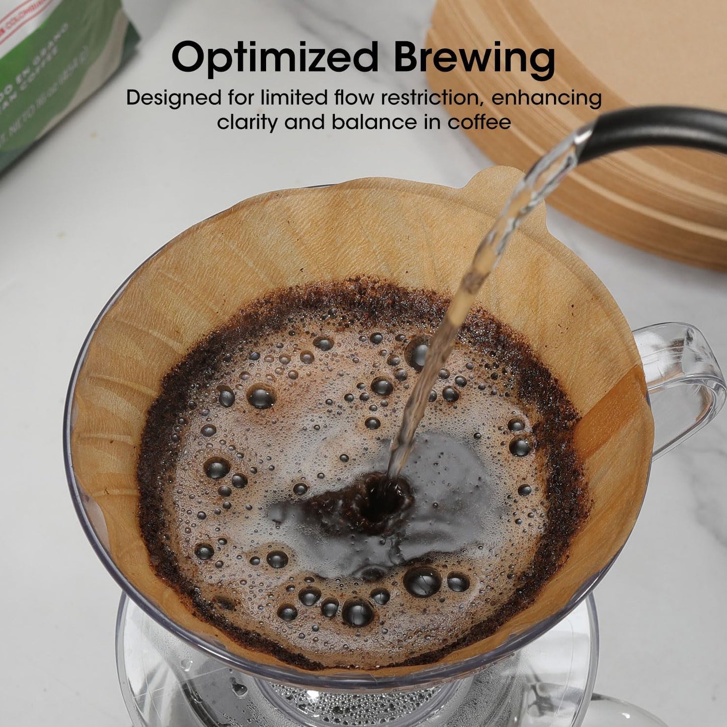 V60 Coffee Filters 02, ONIOU Unbleached Size 02 Cone Coffee Filters, 200 Count Natural Brown Pour Over Paper Filters for Hario V60 & Others 1–4 Cup Coffee Dripper