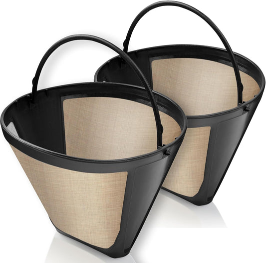 GoodCups 2-Pack Reusable #4 Cone Coffee Filters for Cuisinart 10–14 Cup Brewers (DCC-3200, DCC-1200, DCC-3400) & Ninja Coffee Makers, Stainless Steel Mesh, Permanent, Dishwasher-Safe