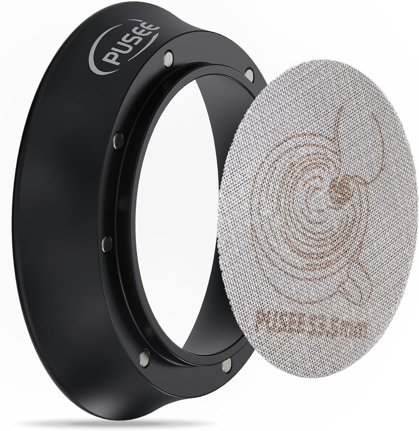 PUSEE 51mm Espresso Dosing Funnel & 51mm Puck Screen, Magnetic Coffee Dosing Ring Aluminum Metal,Reusable 1.7mm Thickness 150μm Espresso Puck Screen 316 Stainless Steel Fits 51mm Portafilter