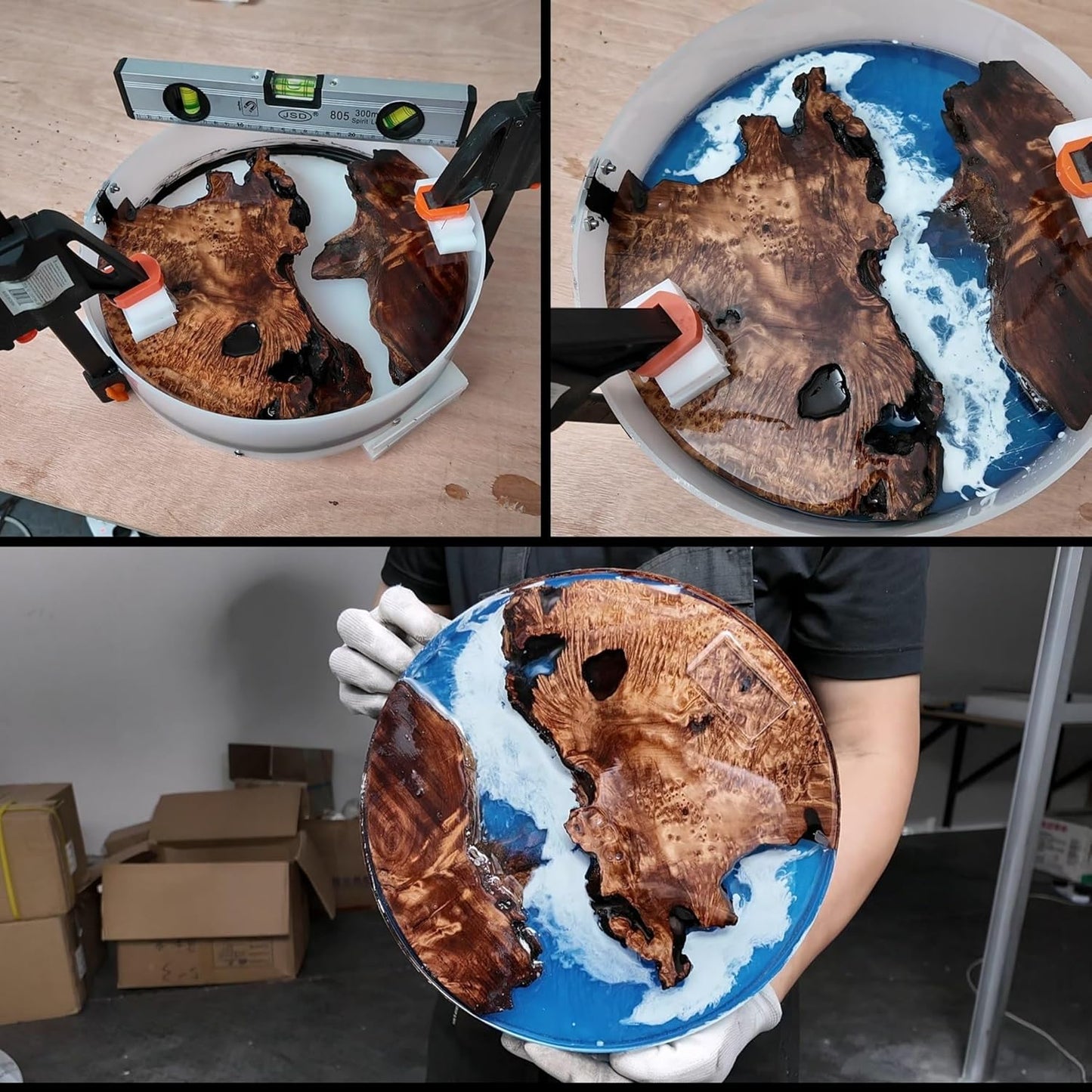 Resin Mold Large Round Deep -Kalinta 24inch Reusable Epoxy Round Molds for Resin Clock, Serving Tray Board, End Table，Floral Preservation Bouquet