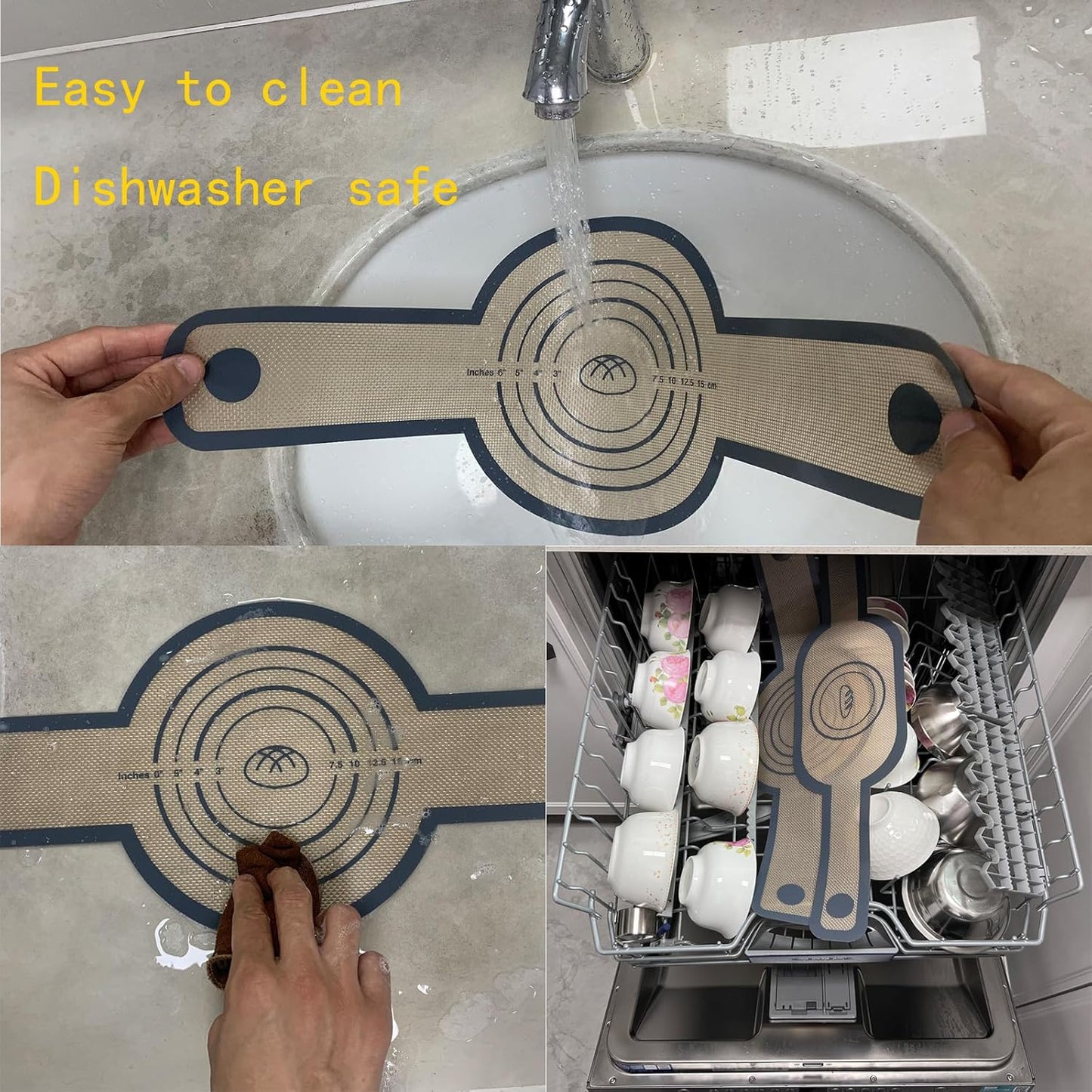 silicone baking mat Oval and Round-sourdough bread baking-supplies silicone bread sling bread making tools with Extra Long Handles, Easy and Stable to Transfer Sourdough Bread, Grey, Gray