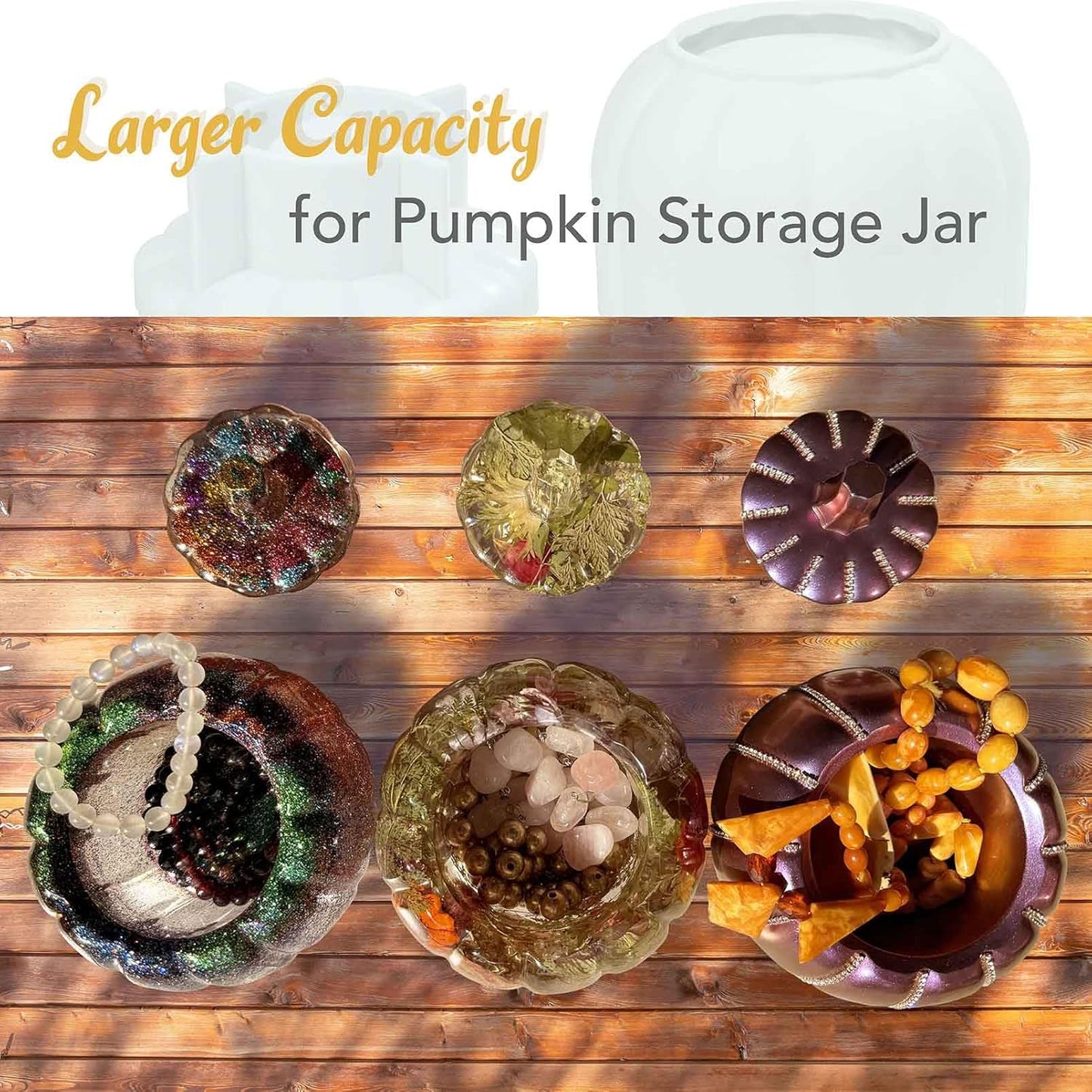 Pumpkin Jar Resin Mold Large, Jar Mold Halloween Epoxy Resin Molds, Pumpkin Silicone Molds, Autumn, Halloween Decor, Jewelry Trinket Container, Christmas Decor (5 Inch)