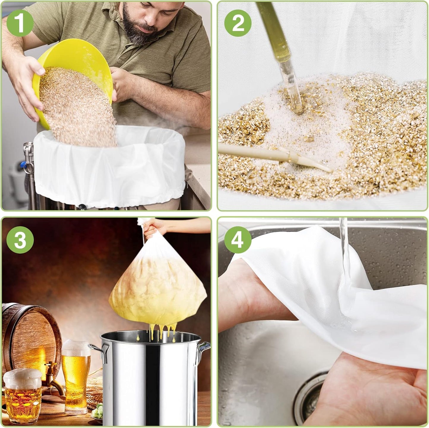 Chumia 20 Pack Brew Bags Reusable Extra Large 26 x 22'' Fine Mesh Strainer Cold Brew Filters Drawstring Cheese Cloth Straining Bags Wine Making Supplies for Fruit Cider Beer