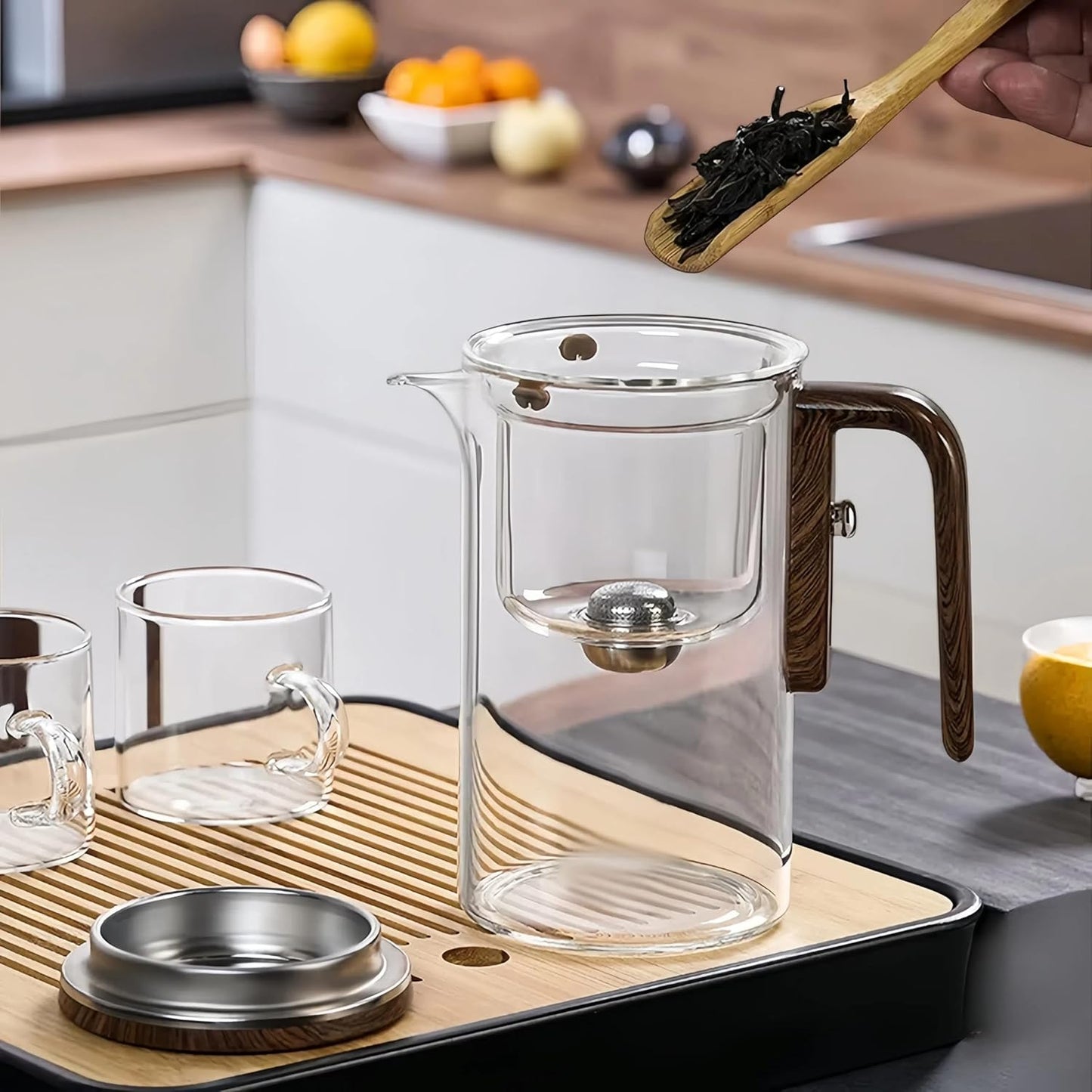 Enchanti Tea Pot, Creative Witchcraft Magic Glass Teapot, Detachable Loose Tea Glass Tea Infuser, Ideal for Tea Steeper -20oz (approx. 600 ml)