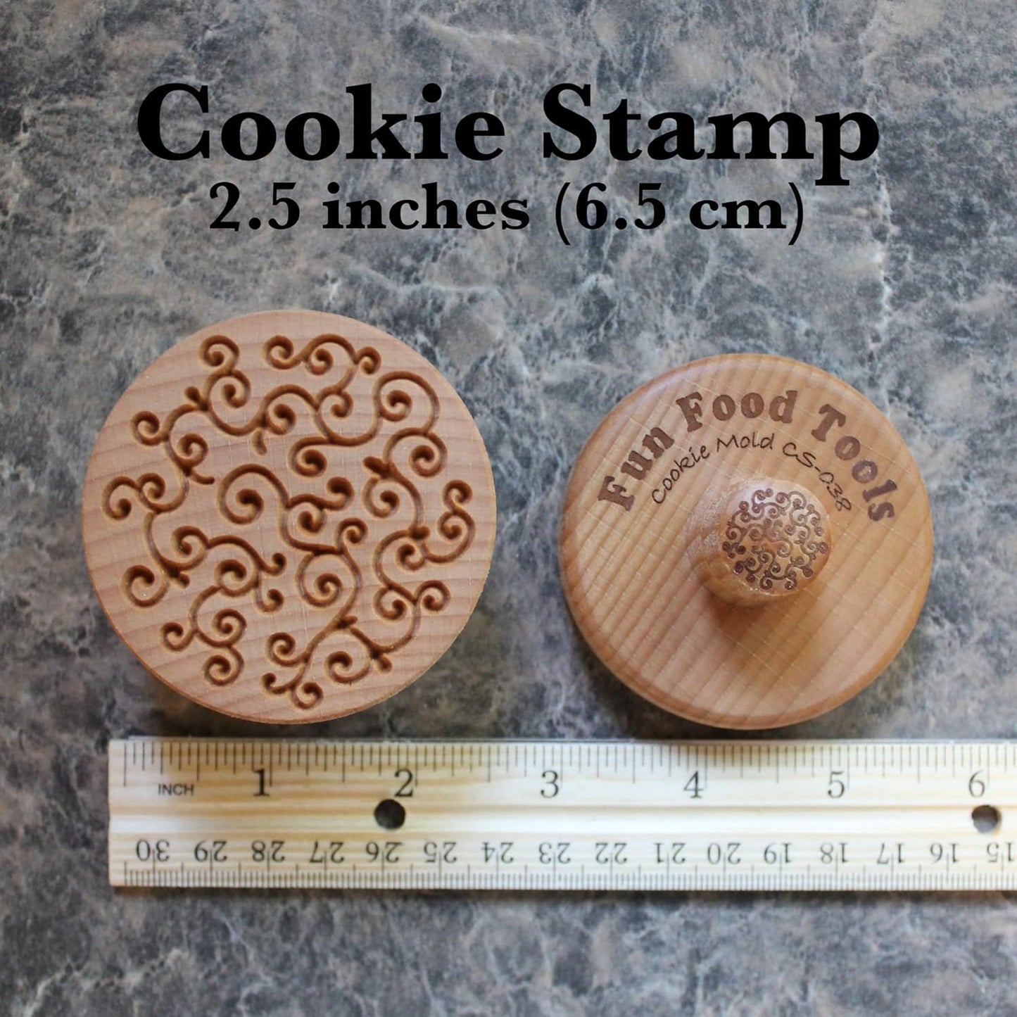 Wood Cookie Stamp, 2.5 Inch (D Vine CS-038)
