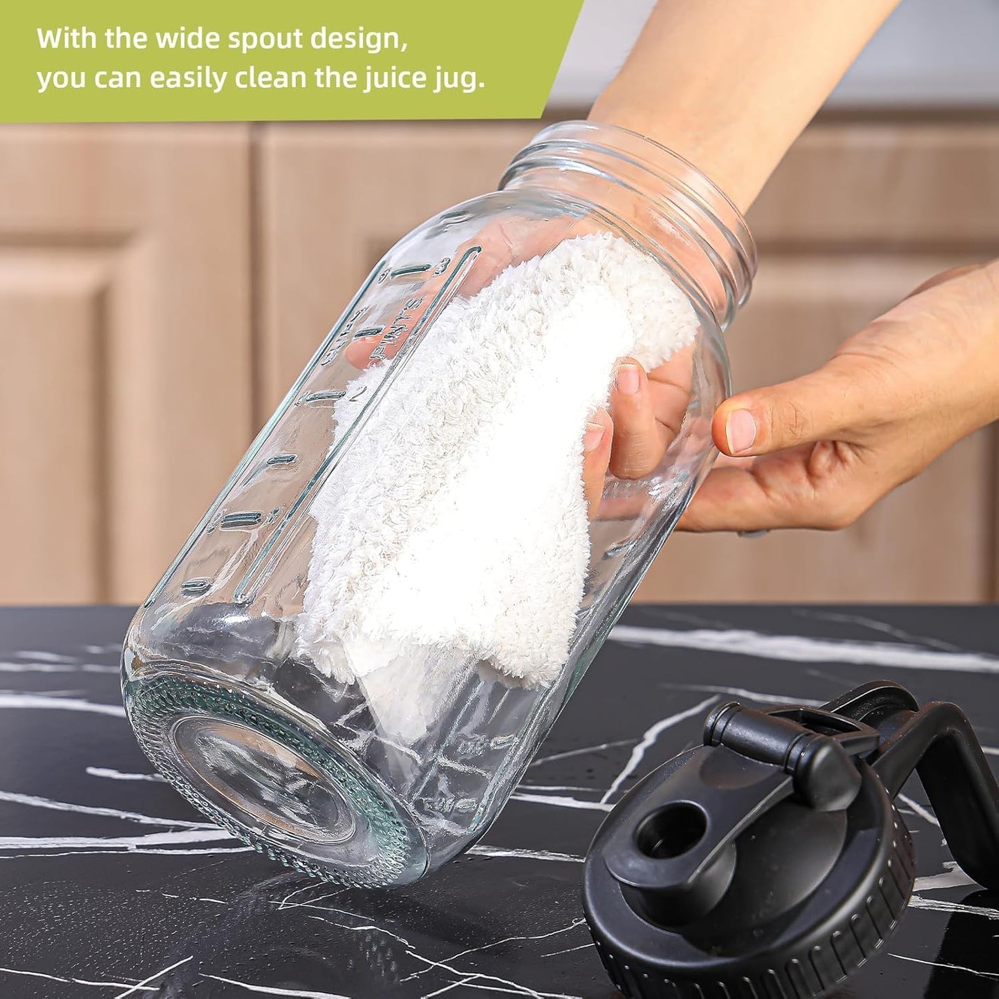 Cold Brew Maker with V-Spout, 2 Quart (64oz) Glass Pitcher with Lid, Easy Pour Breast Milk Pitcher for Iced Tea, Cold Brew Coffee, Milk and Water - Grey