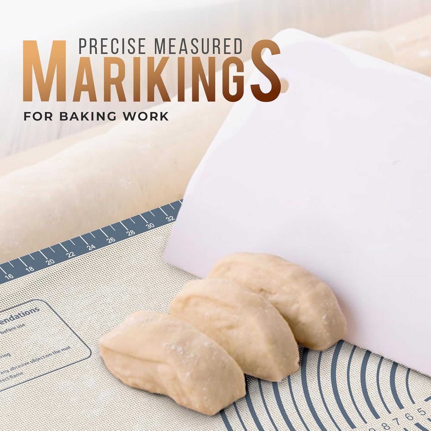 28 * 20 inches Grey, Non-Slip Silicone Baking Sheets - Baking Mat with 0.7mm Thickness - Non-Stick Pastry & Cookie Mat for Kitchen Counter for Rolling Out Dough with Measurements.